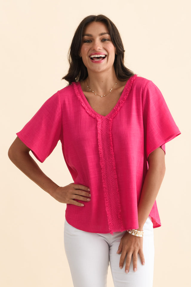 Georgio Hot Pink Linen Top