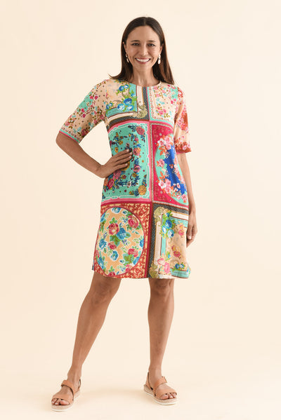 Gerbera Green Mosaic Pocket Dress