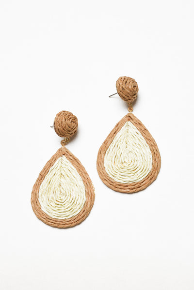 Gerdy White Raffia Drop Earrings