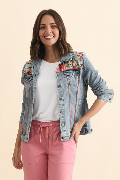 Gerri Pink Garden Denim Jacket