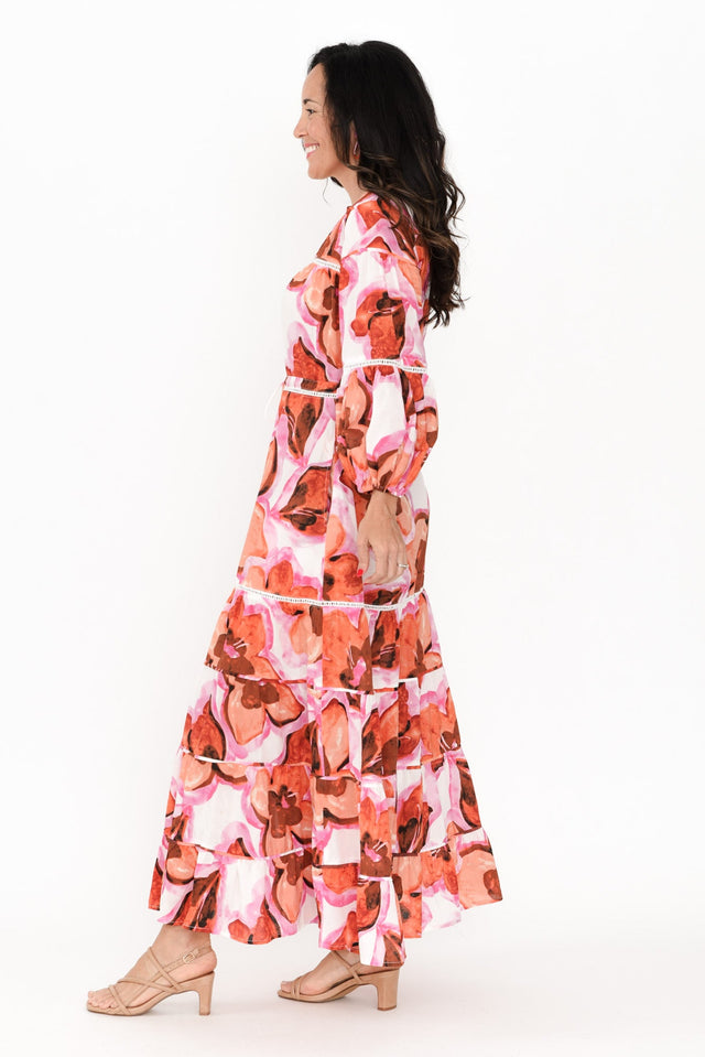Gertie Pink Floral Cotton Tier Dress,Brunette model,alt text|model:Nicole image 5