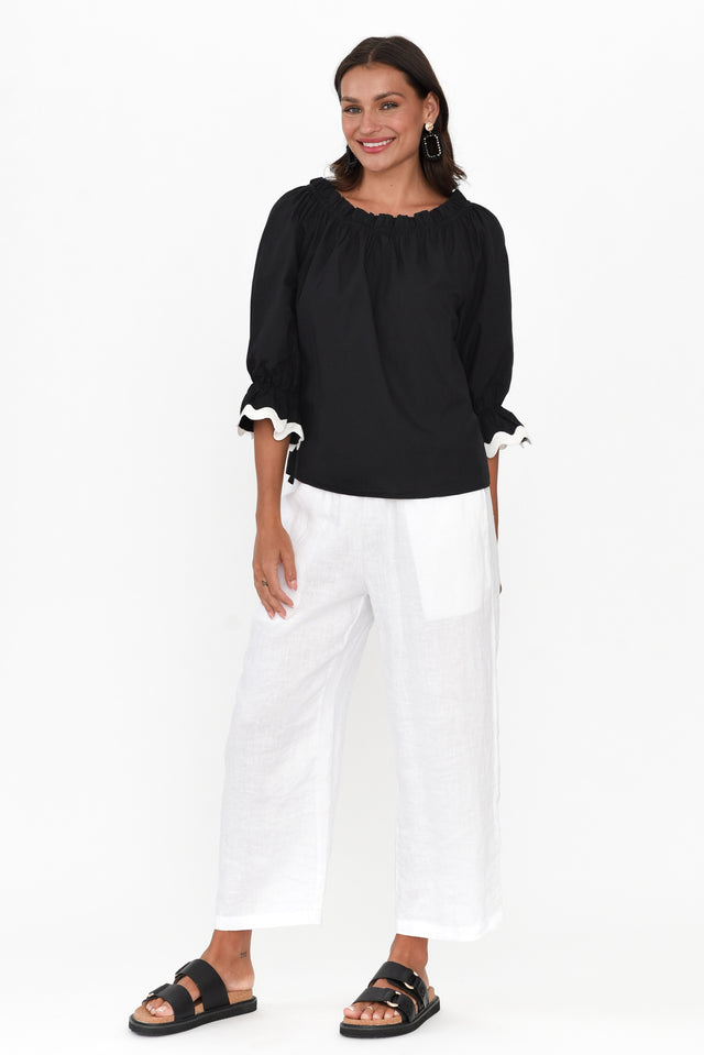 Gibson Black Cotton Off Shoulder Top