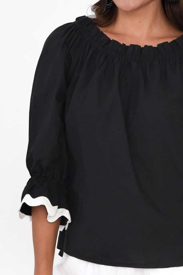 Gibson Black Cotton Off Shoulder Top