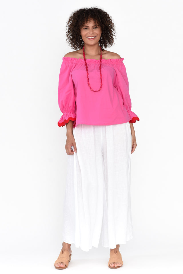 Gibson Pink Cotton Off Shoulder Top