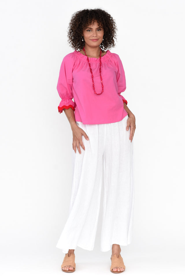 Gibson Pink Cotton Off Shoulder Top