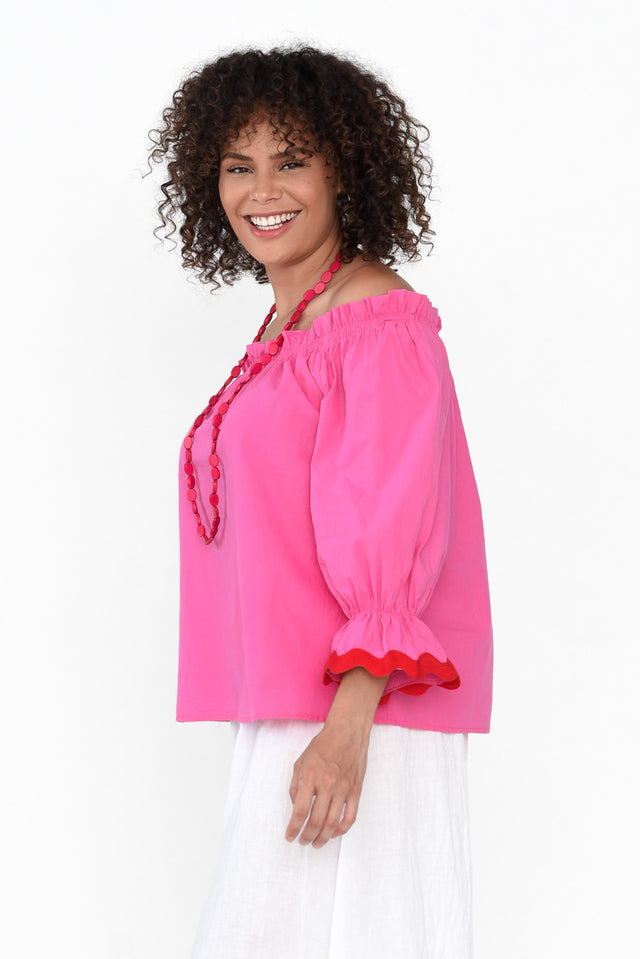 Gibson Pink Cotton Off Shoulder Top image 4