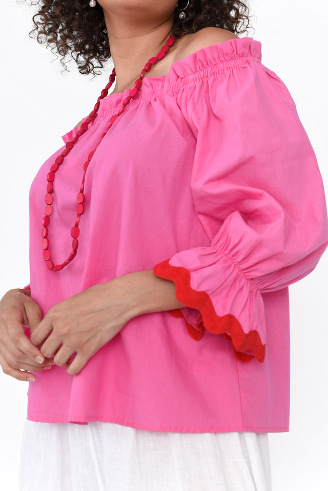 Gibson Pink Cotton Off Shoulder Top image 6