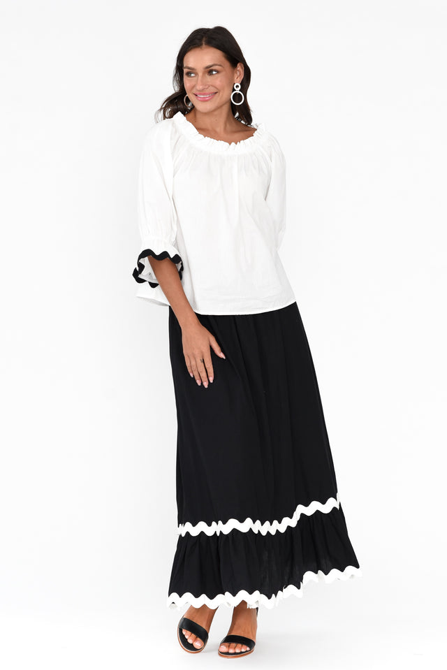Shakita Black Cotton Trim Maxi Skirt image 3