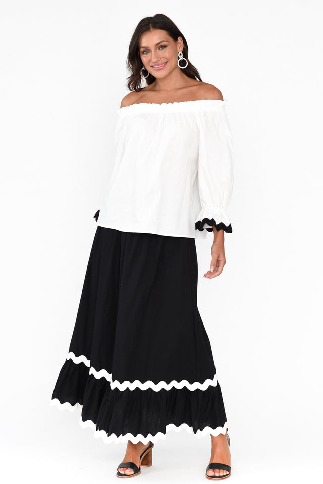 Shakita Black Cotton Trim Maxi Skirt image 7