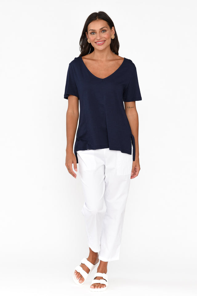 Gina Navy Cotton Tee