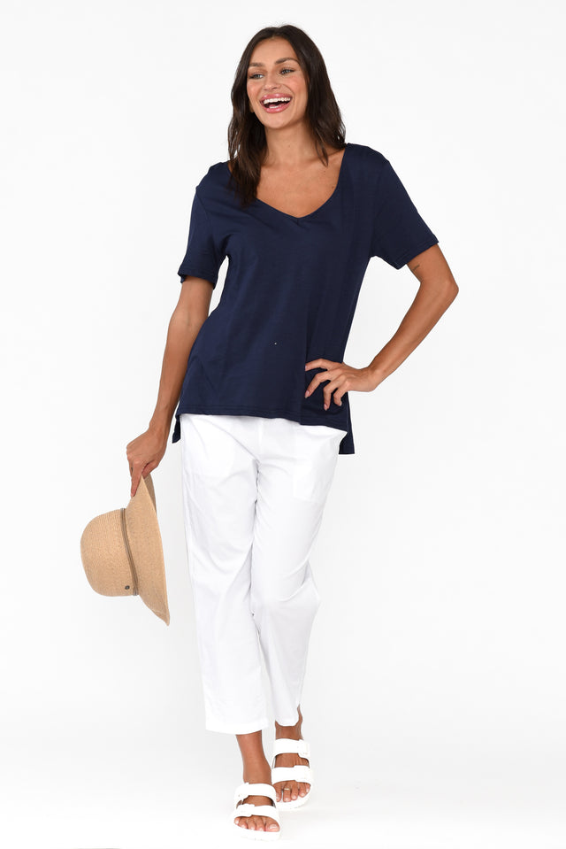 Gina Navy Cotton Tee