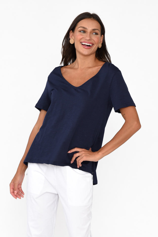 Gina Navy Cotton Tee