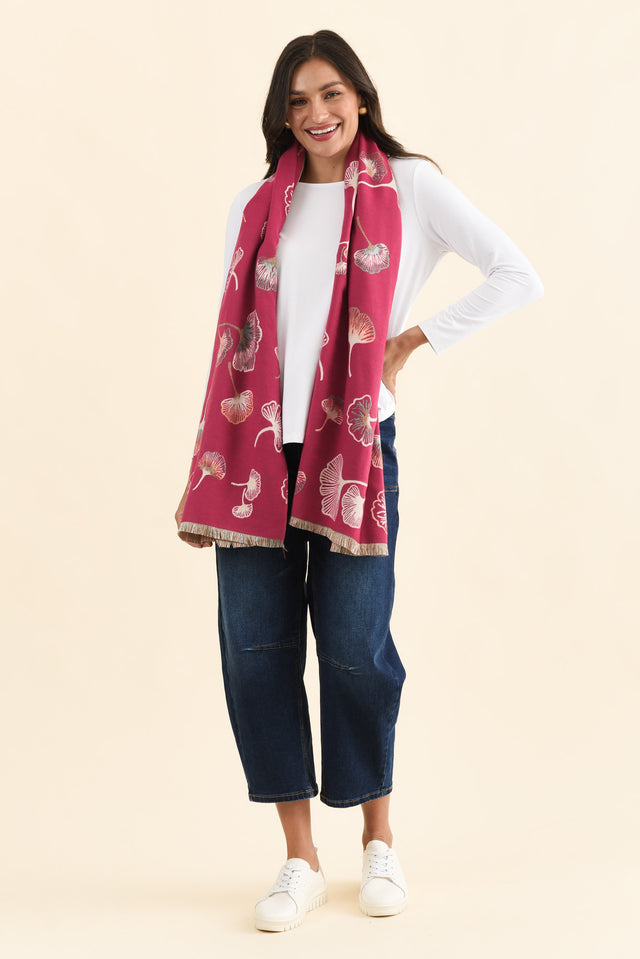 Ginko Pink Flower Scarf