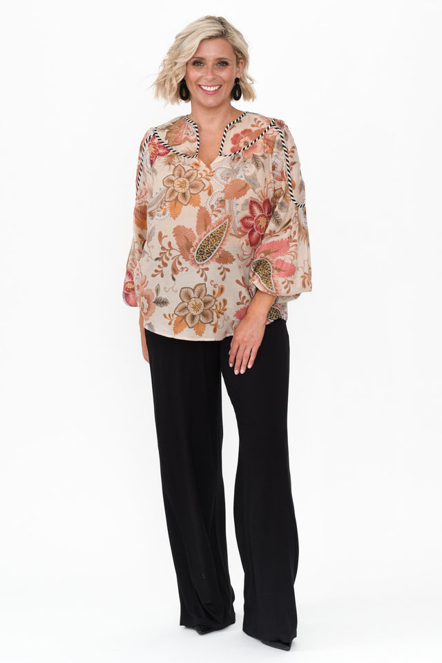 Altair Aries Floral Cotton Silk Shirt,alt text|model:Brooke image 3