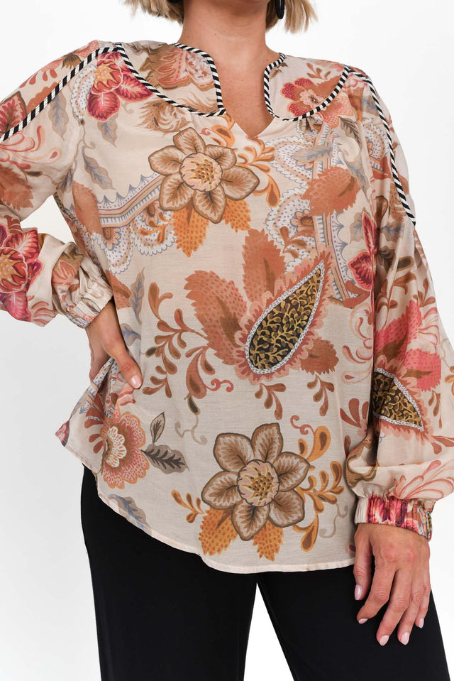 Altair Aries Floral Cotton Silk Shirt,alt text|model:Brooke image 6