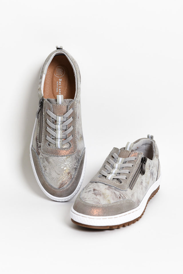 Glamper Taupe Abstract Leather Sneaker