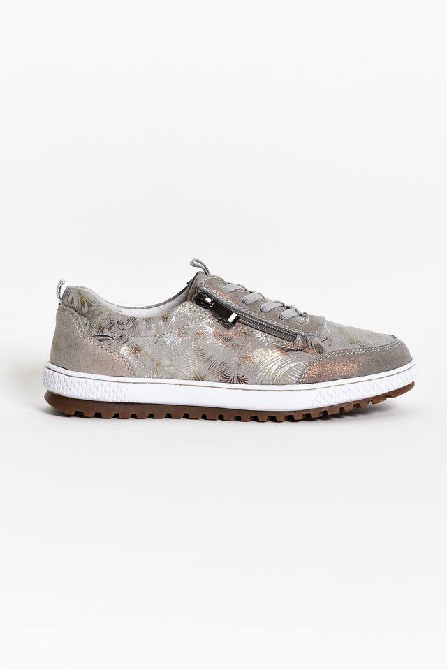 Glamper Taupe Abstract Leather Sneaker image 3