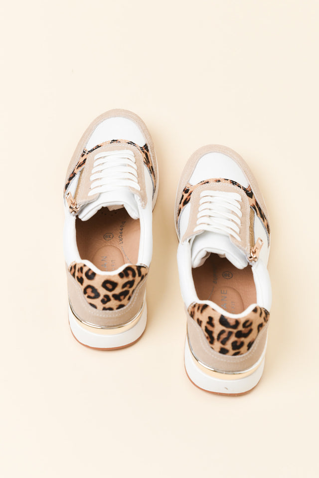 Glebe White Leopard Leather Zip Sneaker image 4