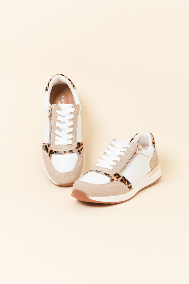 Glebe White Leopard Leather Zip Sneaker image 2