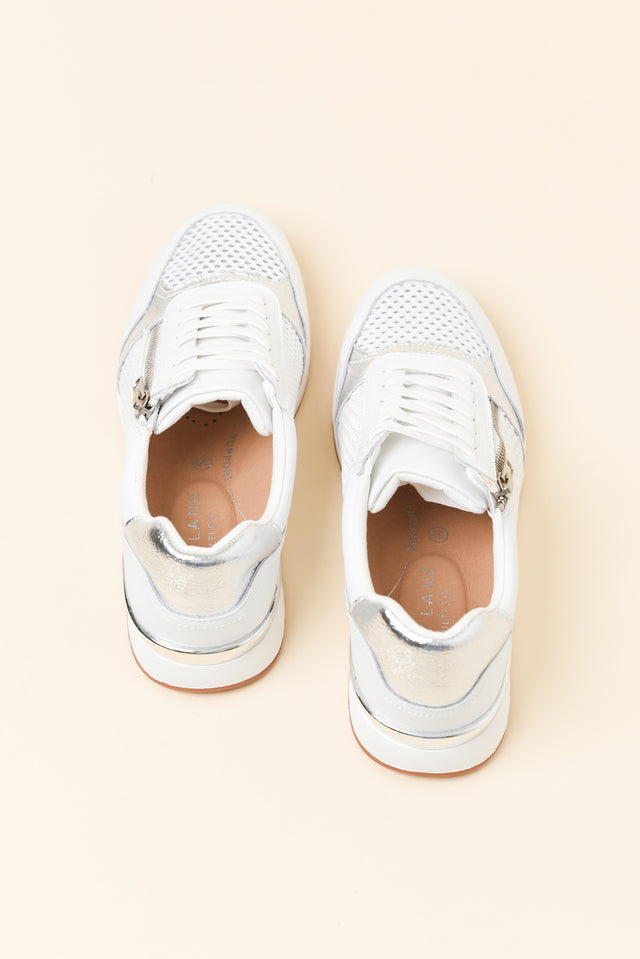 Glebe White Mesh Leather Zip Sneaker image 4