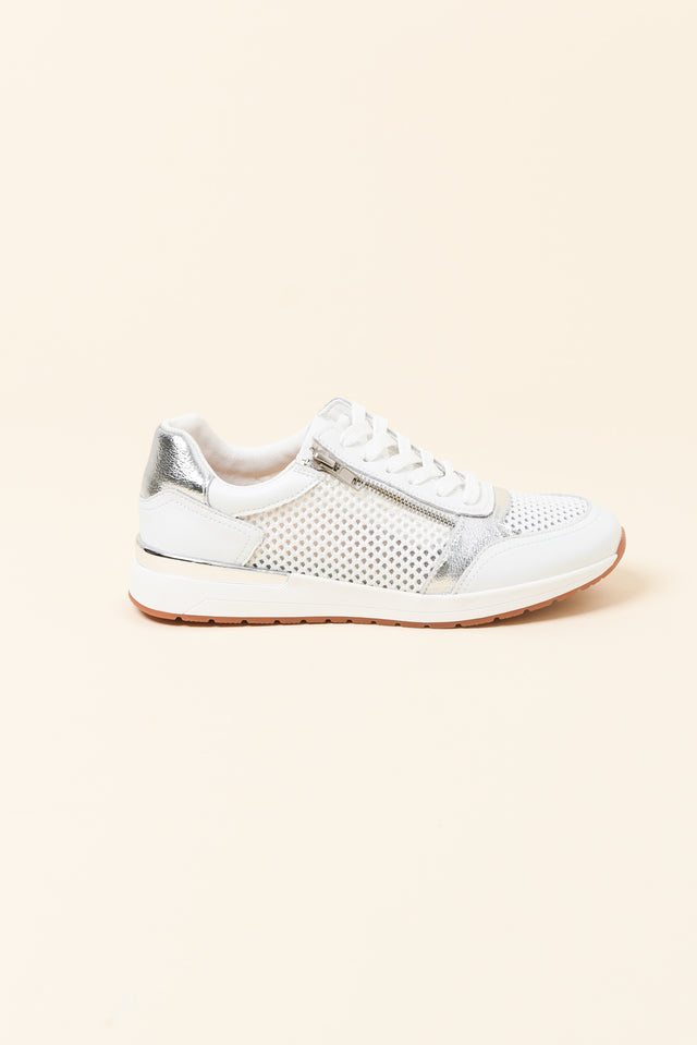 Glebe White Mesh Leather Zip Sneaker image 1