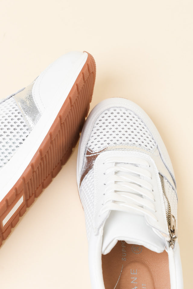 Glebe White Mesh Leather Zip Sneaker image 3