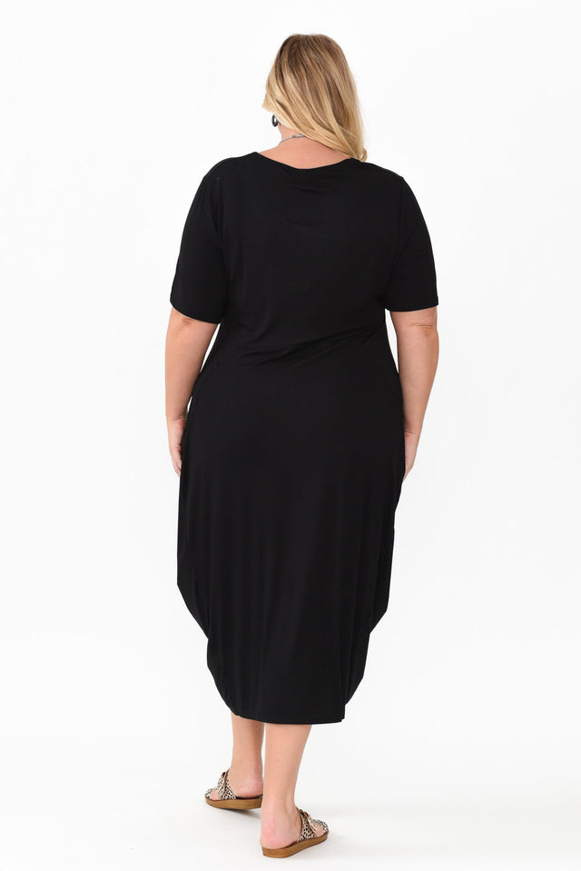 Glenda Black Short Sleeve Crescent Dress,Blonde model,alt text|model:Caitlin image 12