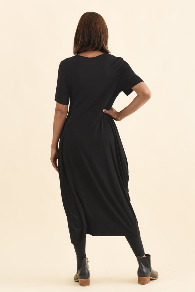 Glenda Black Short Sleeve Crescent Dress image 6