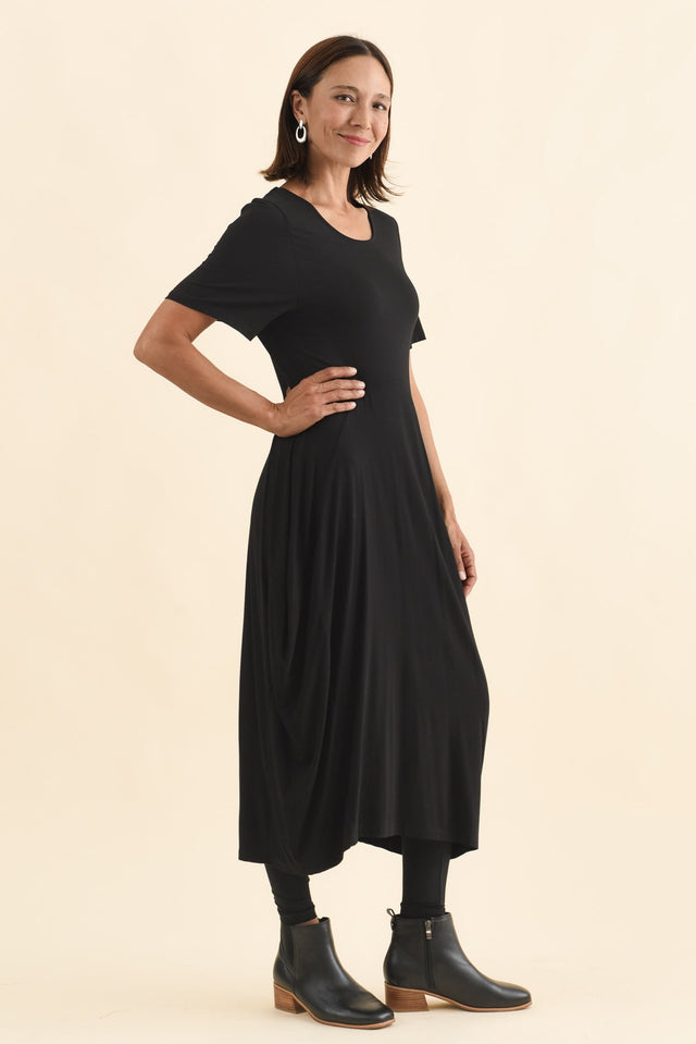 Glenda Black Short Sleeve Crescent Dress image 5