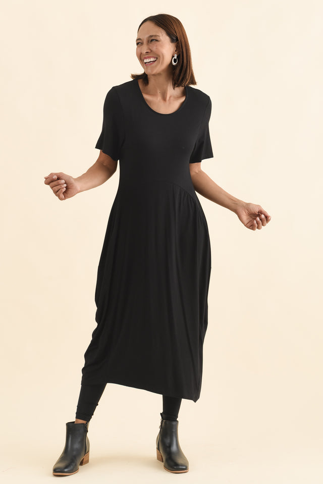 Glenda Black Short Sleeve Crescent Dress image 8