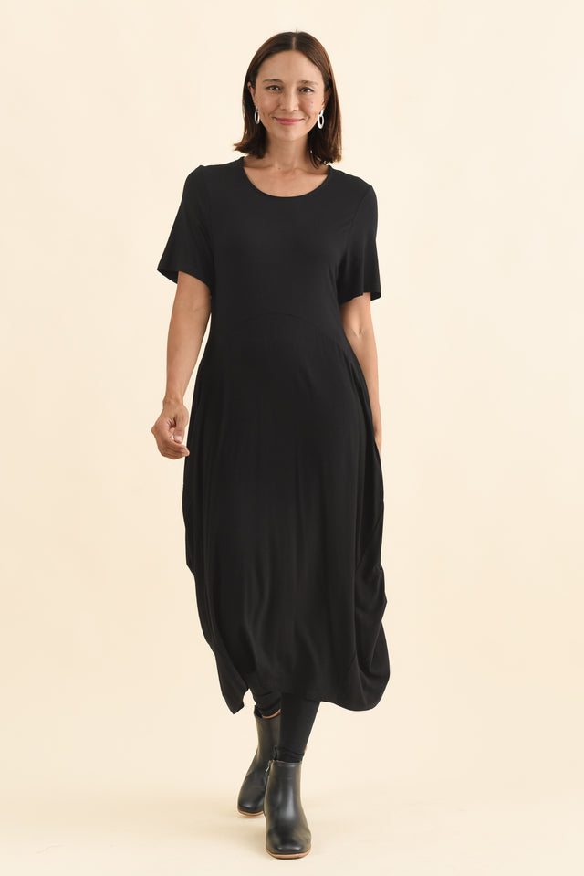 Glenda Black Short Sleeve Crescent Dress image 4