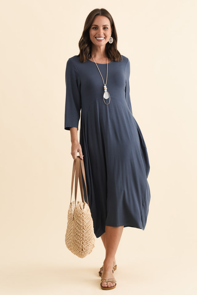 Glenda Blue Sleeved Crescent Dress