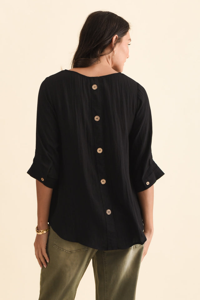Gomez Black Button Top,Brunette model,alt text|model:Brontie image 6