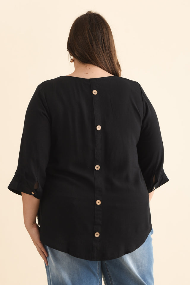 Gomez Black Button Top,Brunette model,alt text|model:Gabby image 12
