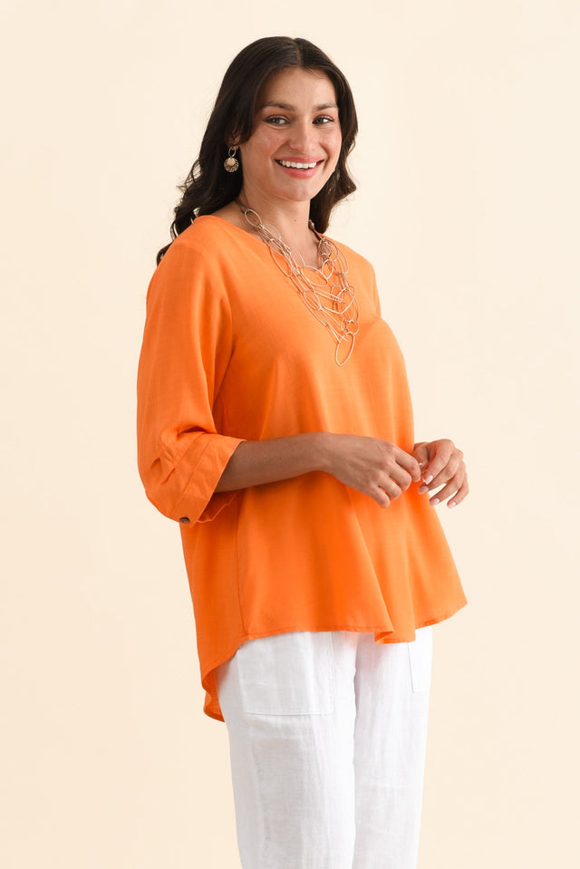 Gomez Orange Button Top,Brunette model,alt text|model:Brontie image 5