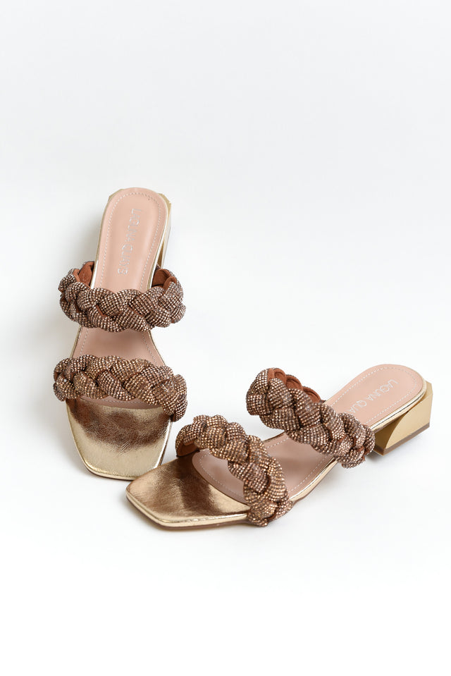 Good Gold Diamante Braided Heel