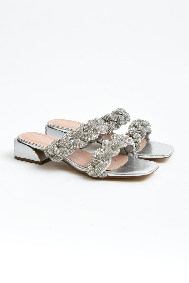 Good Silver Diamante Braided Heel