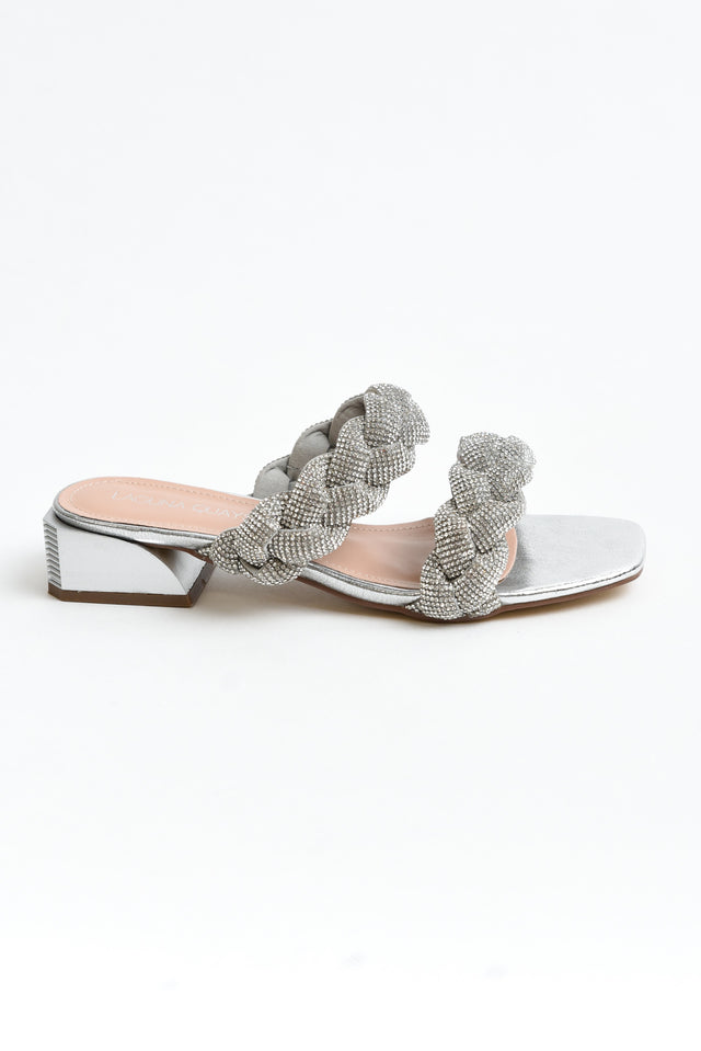 Good Silver Diamante Braided Heel
