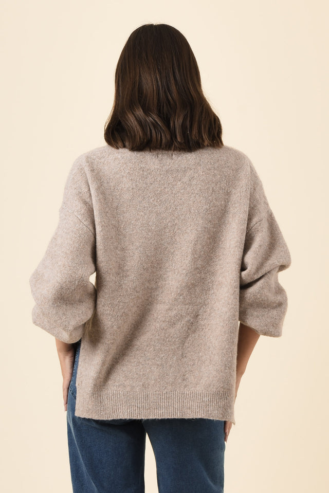 Grady Beige Knit Jumper,Brunette model,alt text|model:MJ image 4