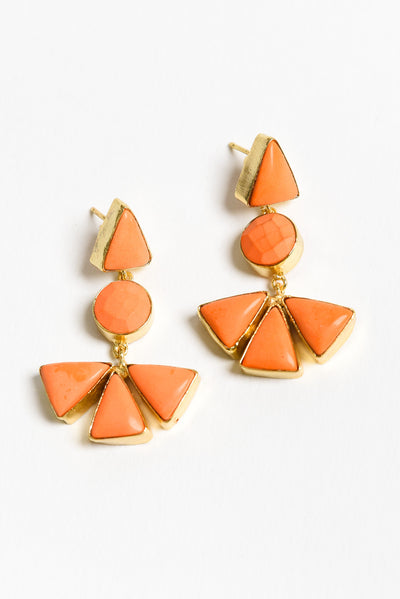 Granger Orange Triangle Drop Earrings