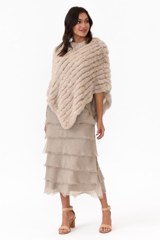 Greer Stone Fur Poncho