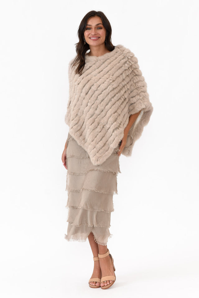 Greer Stone Fur Poncho