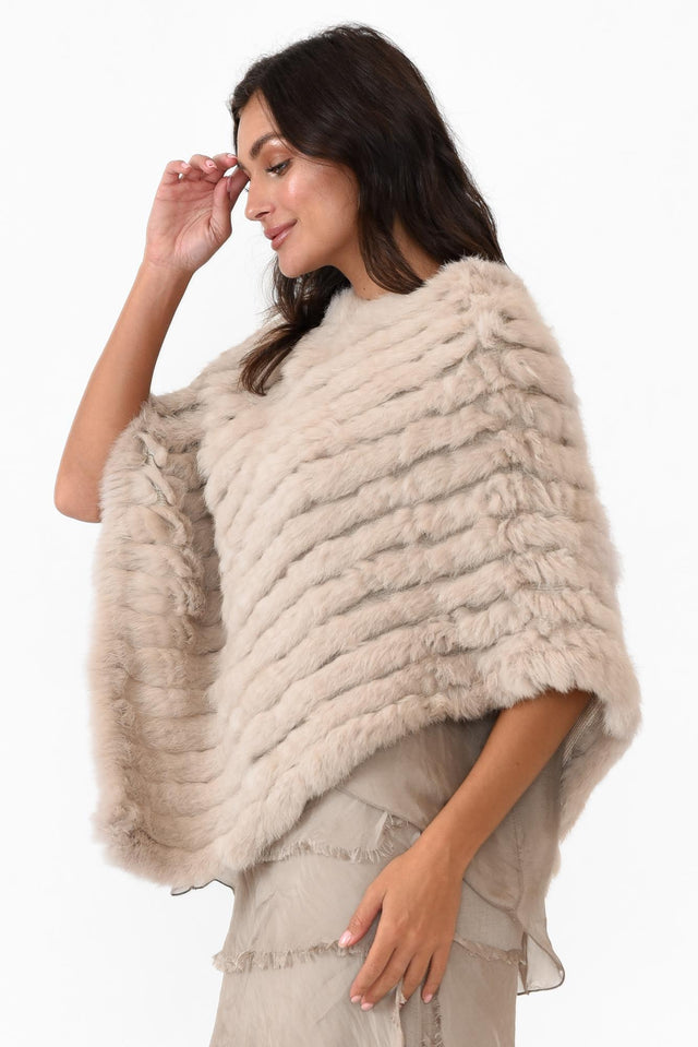 Greer Stone Fur Poncho