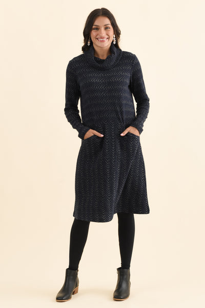Grenadine Navy Cotton Knit Dress