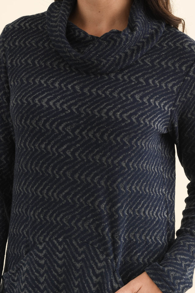Grenadine Navy Cotton Knit Dress,Brunette model,alt text|model:Brontie image 6
