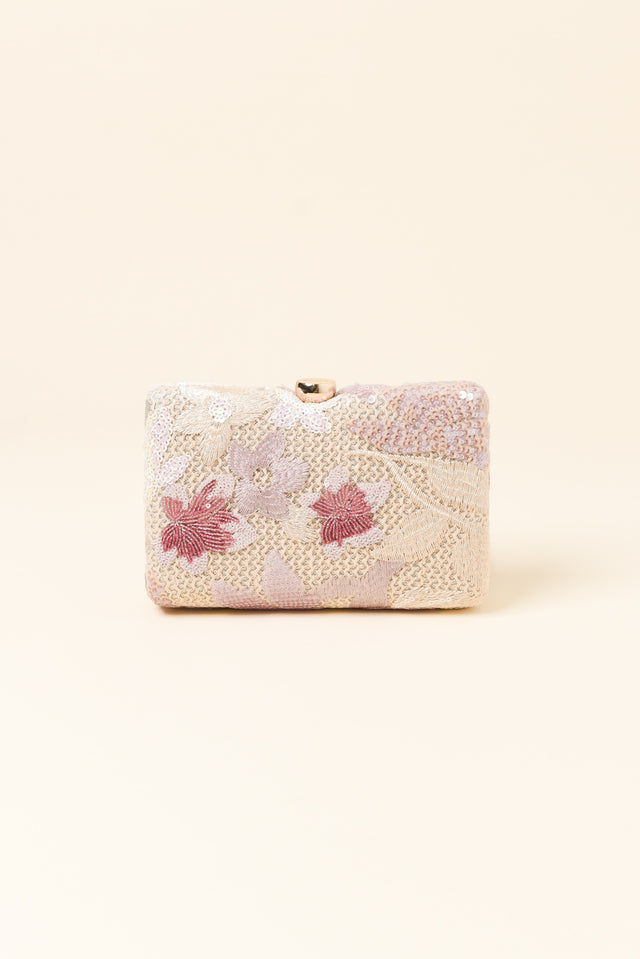 Greta Blush Floral Embroidered Clutch