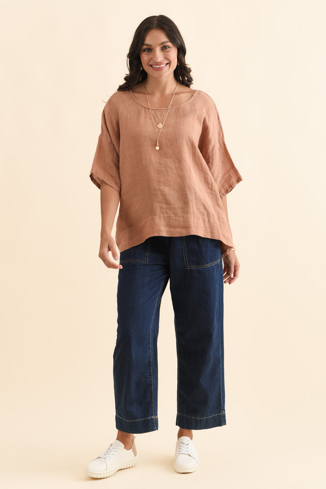 Gretal Dark Denim Cropped Pants,Brunette model,alt text|model:Brontie image 7