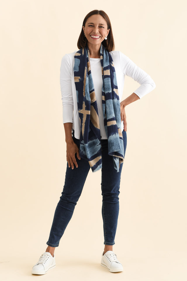 Gutha Blue Abstract Scarf image 3