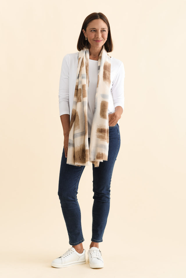 Gutha Cream Abstract Scarf image 3