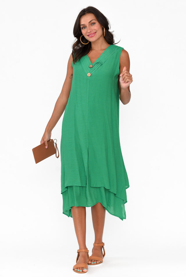 Gutha Green Cotton Blend Layer Dress image 2